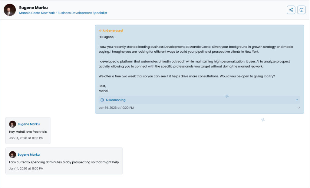 AI-generated personalized message for Jim